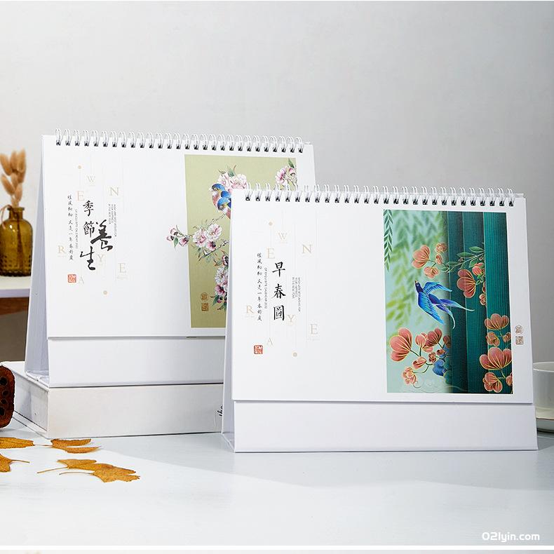 2022虎年簡約布紋紙臺歷 虎年好運 梵高印象早春圖養生臺歷  第11張